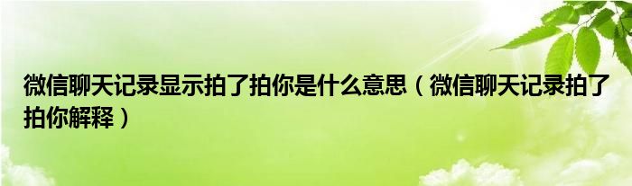 微信聊天记录显示拍了拍你是什么意思（微信聊天记录拍了拍你解释）