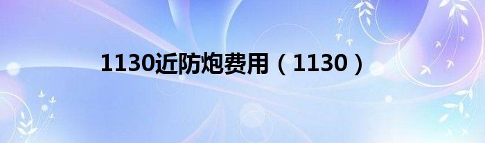 1130近防炮费用（1130）