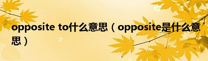 opposite to什么意思（opposite是什么意思）