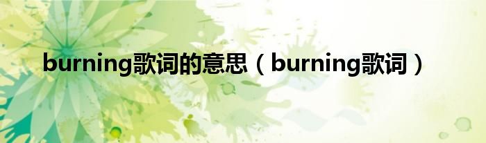 burning歌词的意思（burning歌词）