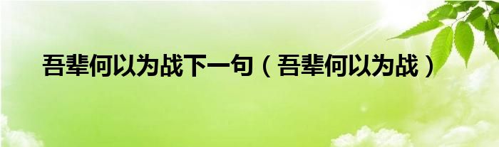 吾辈何以为战下一句（吾辈何以为战）