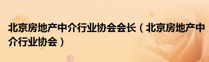 北京房地产中介行业协会会长（北京房地产中介行业协会）