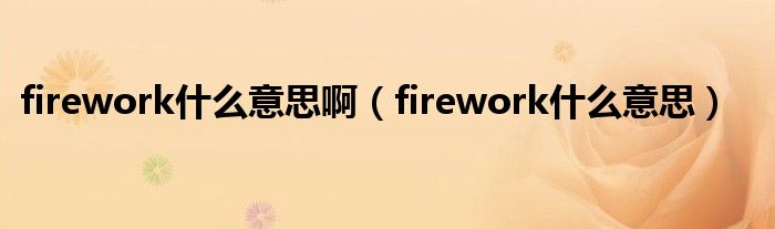 firework什么意思啊（firework什么意思）