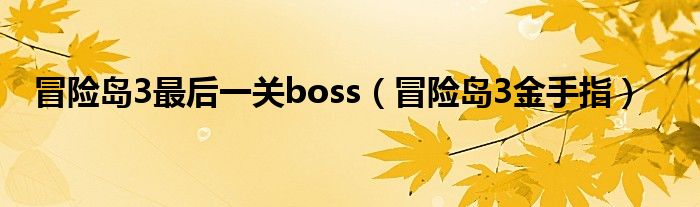 冒险岛3最后一关boss（冒险岛3金手指）