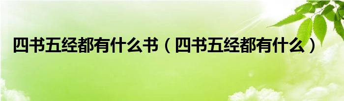 四书五经都有什么书（四书五经都有什么）