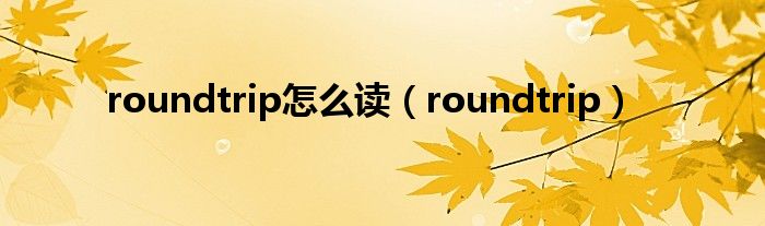 roundtrip怎么读（roundtrip）