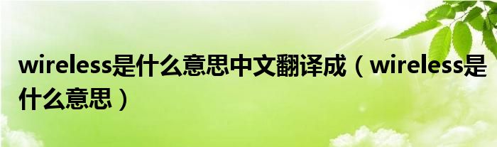 wireless是什么意思中文翻译成（wireless是什么意思）