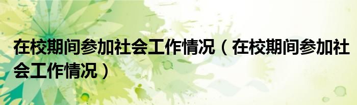 在校期间参加社会工作情况（在校期间参加社会工作情况）