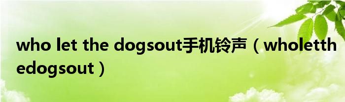 who let the dogsout手机铃声（wholetthedogsout）