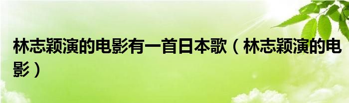 林志颖演的电影有一首日本歌（林志颖演的电影）