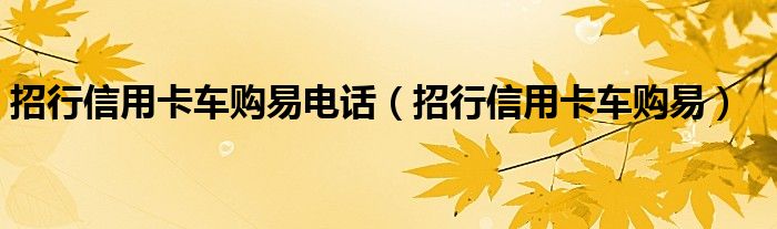 招行信用卡车购易电话（招行信用卡车购易）