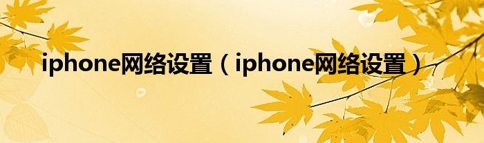 iphone网络设置（iphone网络设置）