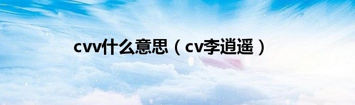 cvv什么意思（cv李逍遥）