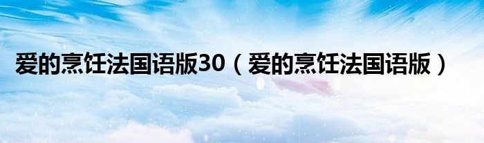 爱的烹饪法国语版30（爱的烹饪法国语版）