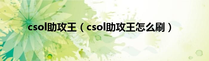 csol助攻王（csol助攻王怎么刷）