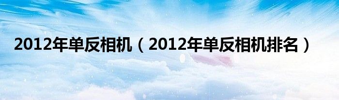 2012年单反相机（2012年单反相机排名）