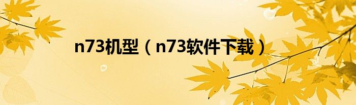 n73机型（n73软件下载）