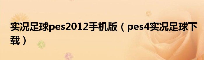 实况足球pes2012手机版（pes4实况足球下载）