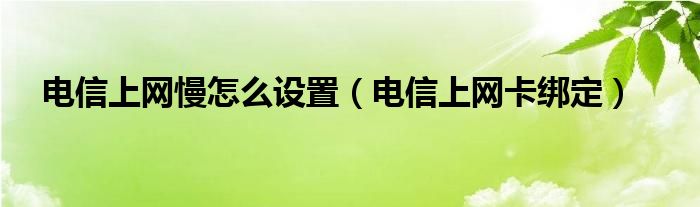 电信上网慢怎么设置（电信上网卡绑定）