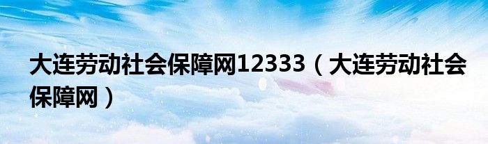 大连劳动社会保障网12333（大连劳动社会保障网）