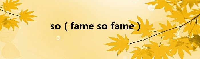 so（fame so fame）