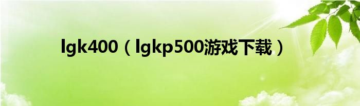 lgk400（lgkp500游戏下载）