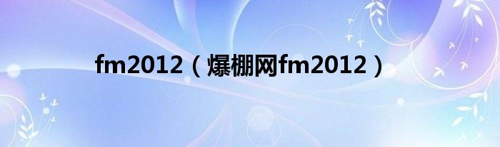 fm2012（爆棚网fm2012）