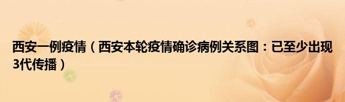 西安一例疫情（西安本轮疫情确诊病例关系图：已至少出现3代传播）