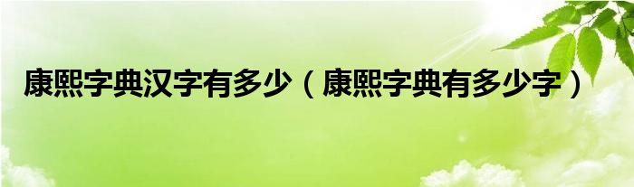 康熙字典汉字有多少（康熙字典有多少字）