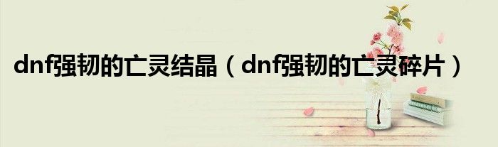 dnf强韧的亡灵结晶（dnf强韧的亡灵碎片）