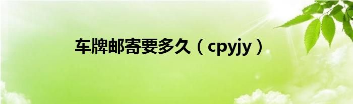 车牌邮寄要多久（cpyjy）