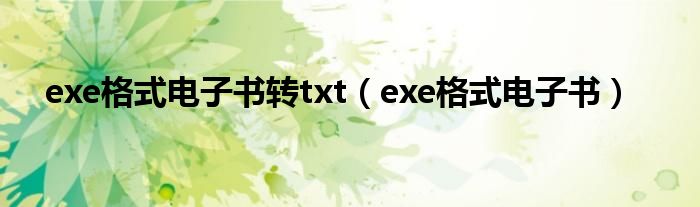 exe格式电子书转txt（exe格式电子书）