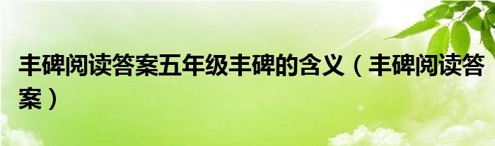 丰碑阅读答案五年级丰碑的含义（丰碑阅读答案）