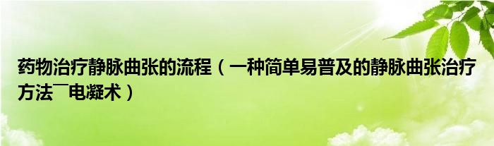 药物治疗静脉曲张的流程（一种简单易普及的静脉曲张治疗方法――电凝术）