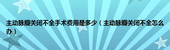 主动脉瓣关闭不全手术费用是多少（主动脉瓣关闭不全怎么办）