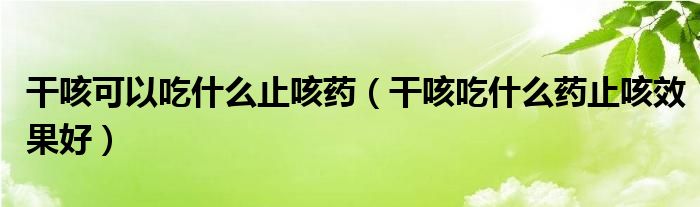 干咳可以吃什么止咳药（干咳吃什么药止咳效果好）