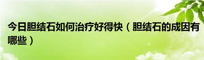 今日胆结石如何治疗好得快（胆结石的成因有哪些）