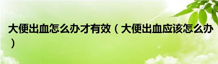 大便出血怎么办才有效（大便出血应该怎么办）