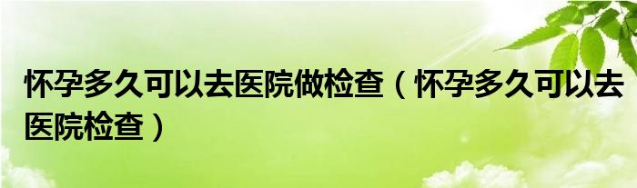 怀孕多久可以去医院做检查（怀孕多久可以去医院检查）