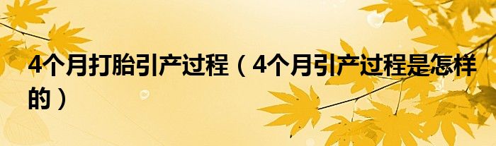 4个月打胎引产过程（4个月引产过程是怎样的）