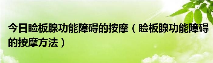 今日睑板腺功能障碍的按摩（睑板腺功能障碍的按摩方法）