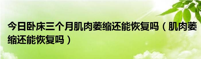 今日卧床三个月肌肉萎缩还能恢复吗（肌肉萎缩还能恢复吗）