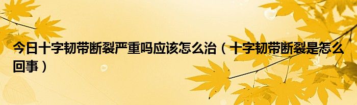 今日十字韧带断裂严重吗应该怎么治（十字韧带断裂是怎么回事）