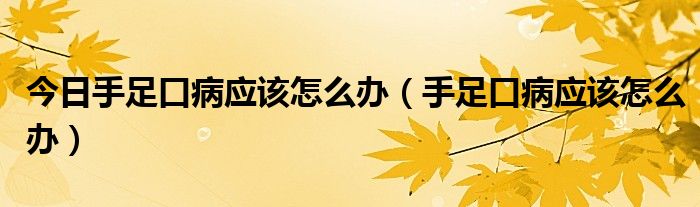 今日手足口病应该怎么办（手足口病应该怎么办）