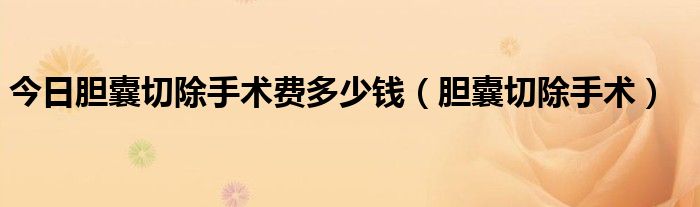 今日胆囊切除手术费多少钱（胆囊切除手术）