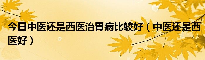 今日中医还是西医治胃病比较好（中医还是西医好）