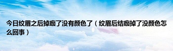 今日纹眉之后掉痂了没有颜色了（纹眉后结痂掉了没颜色怎么回事）