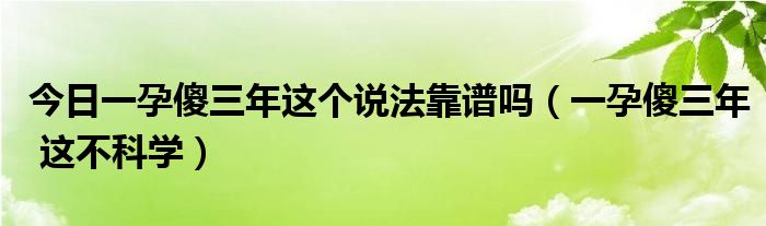 今日一孕傻三年这个说法靠谱吗（一孕傻三年 这不科学）