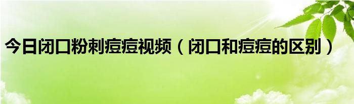 今日闭口粉刺痘痘视频（闭口和痘痘的区别）