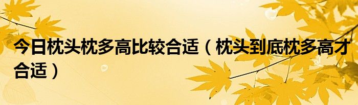 今日枕头枕多高比较合适（枕头到底枕多高才合适）